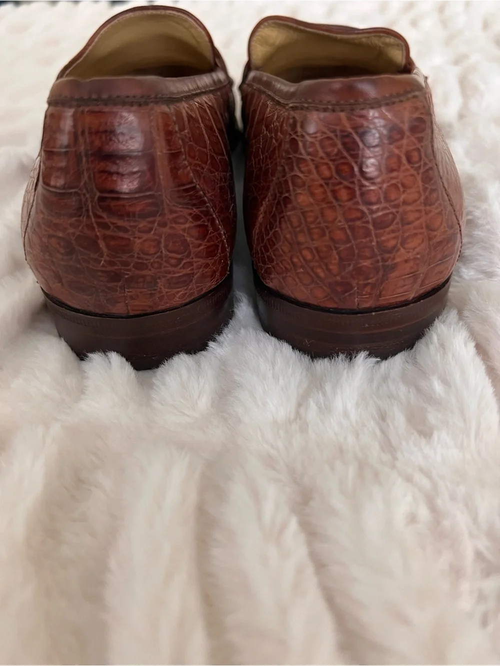 Cole Haan Vintage Genuine Caramel Brown Crocodile Leather Penny Loafers Size 8.5